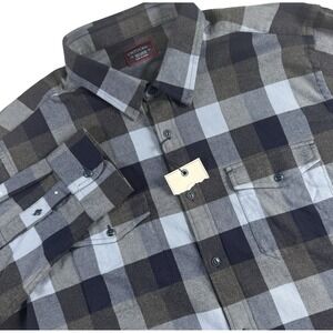UNTUCKit Flannel Button Up Shirt Mens XXL Blue Gray Plaid Flap Pockets NEW